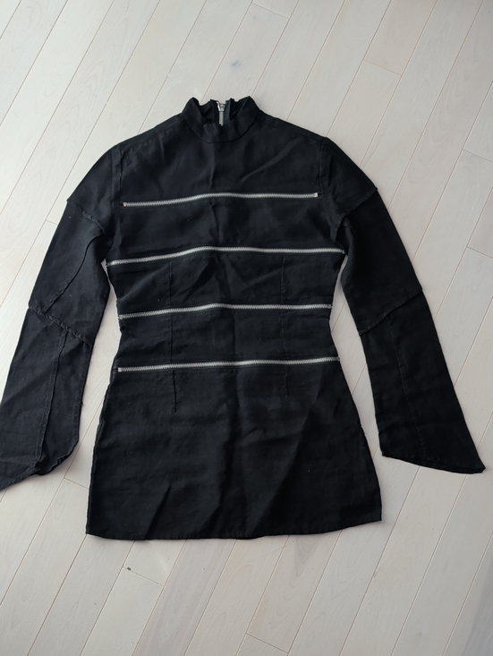Dolls Kill Dresses & Skirts - Dolls Kill Fan All Flames Black Sgt. Zipper Mini Dress Goth Punk Linen s…
